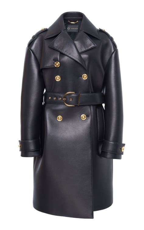 women versace coat|versace leather jacket women.